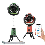 Smart Camping Fan - 24000mAh Rechargeable Standing Fan (App Control, 360° Retractable, 3 Speed Settings, Ultra Quiet)