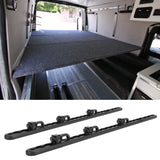 2Pcs 60cm L Track Tie Down System with 6Pcs Double Stud Fitting Black Anodized Aluminum for Truck Beds Trailers