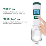 5 in 1 Water Quality Test Meter EC/TDS/SALT/S.G/TEMP Meter with LCD Backlight Display for Drinking Water Nutrients Growing