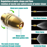 High Pressure Washer Gun Zinc Alloy Brass Silver Yellow 360 Degree Rotation Adjustable Sprayer Long Nozzle 1.91cm 0.8in Garden