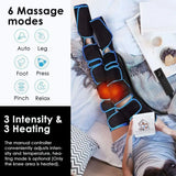 Air Compression Leg Massager with Heat - 6 Mode Recovery Boots for Muscle Relaxation, Lymphatic Drainage and Foot Fatigue Relief