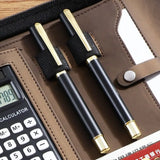 PU Leather A4 File Folder Zipper Closure Card Holder A4 Zipper Bag With Calculator Pen Insert Meeting Memo Book School