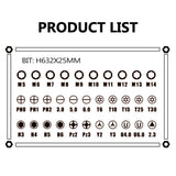 38 in 1 Household Ratchet Screwdriver Bit Set, CRV Steel, 22 Bits, 10 Sockets, 25mm Bit Length, 6.35mm Bit Diameter, 48~52HRC