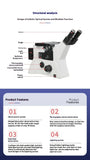 High Accuracy 4XC Three-Eye Inverted Metallographic Analyzer Microscope with Spheroidization Rate and Grain Size Measurement