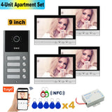 Unit Home Video Intercom for Apartments Residential Intercom Doorbell 9inch Wifi Video Door Phone System with RFID Card Unlock