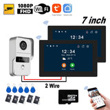 7 Inch Tuya Smart Wifi Video Entry Phone Intercom System 1080P 2 Wire Home Video Doorphone Doorbell RFID Card Unlock Apartment