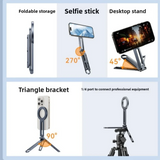 Aluminum Alloy Magnetic Phone Tripod Stand Foldable Rotating Phone Holder Adjustable Angle Strong Adsorption Travel Phone Tripod