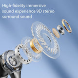 New Mirror Surface Digital Display Soft Silicone Ear Clip Wireless Bluetooth Headphones with Noise Reduction, High-Definition