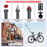 Aluminum Alloy Motorcycle Camera Mount Kit for GoPro Insta360 DJI, Heavy-Duty Anti-Theft Clamp Extendable Selfie Stick for Bike