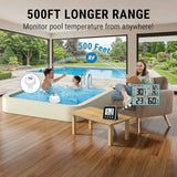 Wireless Floating Swimming Pool Thermometer IP67 Waterproof Temperature Monitor For Bathroom Aquarium Pond Bathtub 500FT Backlit