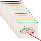 12pcs Canvas Zipper Pouch Blank DIY Craft Pencil Case Multipurpose Makeup Bags for Pen, Cosmetic, Invoice Bill, Travel Toiletry