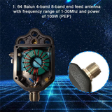 Easy To Install 1:64 Balun 4-Band Antenna Requires External Wires High Quality Materials Adjustable Frequency Outdoor