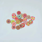 500pcs Mixed Flower Painting Round Wooden Buttons for DIY Sewing Crafting