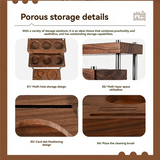 Coffee Dripper Stand Wooden Espresso Tamper Holder 3-Layer Solid Storage Rack Multi-Functional Coffee Tool Organizer