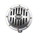 Universal Loud Car Horn Speaker Motorcycle Siren Dual Tone Electric Pump Loud Air Horn 12V Off-road Grille Horn Adapter Silver