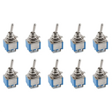10X AC 3A/250V 6A/125V 6 Pin DPDT On/On 2 Position Mini Toggle Switch Blue