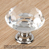 1PC 30mm Diamond Shape Crystal Glass Pull Handle Cabinet Furniture Handle Knob Screw Hardware Accessories(Transparet)
