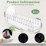 GW-3 Pcs 12 Tier Acrylic Greeting Card Display Stand Clear Card Display Stand Easy To Assemble Postcard Sticker Card Holder