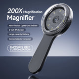 V7 Portable Lightweight Electronic Magnifier 200X Handheld Digital HD Children's Microscope with 16 Pcs LEDs & IPS Screen