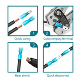 150PCS Spade Connectors Kit, Heat Shrink Spade Terminals 22-10 AWG, Electrical Wire Connectors Male Female Terminal Marine Crimp