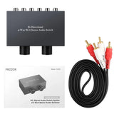 4 Way Bi-Directional RCA Stereo Audio Switch Selector 4X2/2X4 L/R Sound Channel Audio Switcher Splitter with OFF Button