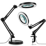 10X Real Glass Magnifier Table Lamp and Clip-On LED Illuminated Magnifier for Soldering Iron Repair Read Crafts Close-Up Work