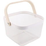 Multi-purpose Baskets Hanging Storage Basket Mesh Metal Storage Bins with Wooden Handles for Cabinets, Cupboards, Bathroom
