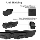 New Angel Wing Mouse Wrist Rest Set Non-Skid Ergonomic Wrist Support Silicone Memory Foam Mouse Pad for Office and Gaming