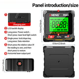 Magnetic Digital Angle Finder ANENG RN03 Laser Inclinometer Rechargeable USB Protractor Level Angle Ruler Angle Measurement