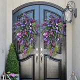 1 PC Garland Lilac Tulip Hydrangea Colourful Spring / Summer Wreath Spring Purple Tulip Wreath Home Decoration