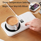 Multifunctional Coffee Mug Warmer And Wireless Charger 2-in-1 with 3 Gear Temperature Control Cup Heating Pad for Milk Tea Water