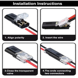 50Pcs Electric Wire Connector 2-Pin Dual-Wire Low-Voltage Quick-Connect Plug With Locking LED Light Strip Universal Compact Wire
