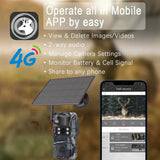 4G LTE Solar Powered Trail Camera Photo Traps with Cloud Storage 7800mAh Battery Ucon App Control for Wildlife Hunting