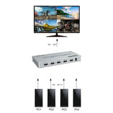 Multiviewer Quad Screen 4X1 Compatible 4K60hz Multi Monitor Switcher PIP 90° 180° Flip 8 Display Modes