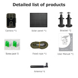 4G Trail Camera Photo Traps with 7500mAh Solar Panel 4MP 2K Video Cloud Storage Live Views Wide Angel Detection for Hunting