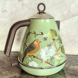 EU Plug Compatible 1.7L Retro Electric Kettle 1850W Stainless Steel Handmade Decals Auto Power Off Teapot For Quick Boiling