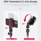 Multi-functional Phone Holder Clamp 360° Rotatable Dual Cold Shoe Mounts Plastic Black 6cm-9cm Clip Width 51g for Smartphone