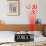 Projection Alarm Clock LED Projector Thermometer Desk Bedroom Bedside 180° Rotation Digital Dual Alarm Clock USB Phone Charge