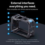 TELESIN Metal Rabbit Cage for GoPro Hero 13/12/11/10/9 with Cold Shoe Interface Battery Side Cover Switch Design