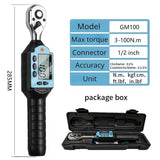 New Digital Preset Torque Wrench 1/2" 3/8" 1/4" Bidirectional Ratchet Head Professional Adjustable Bicycle Repair Hand Tools
