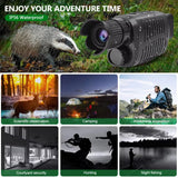 Ponbos R7 Rechargeable HD Digital Monocular Telescope 5X Zoom 300M Infrared Night Vision for Hunting Camping Recording Video