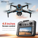 New D13 Drone 4K Professional Three HDCamera with Large Screen 5G WIFI FPV Dron Brushless Optical Flow Hover Folding Quadcopter