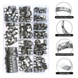 185pcs Single Ear Hose Clamps, 5.3-33.1mm Crimp Hose Clamp Assortment Kit 304 Stainless Steel Hose Clamp for Securing Pipe Hoses