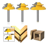 3Pcs 6mm Shank 1/4 inch Shank 45 Degree Lock Miter Router Bit Tenon Milling Cutter Woodworking Tool For Wood Tools Carbide