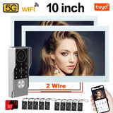2-Wire 7 / 10" Video Door Phone with 2pcs Monitor TUYA App IC Card PIN Unlock Support Smart Video Intercom System for Home 1080P