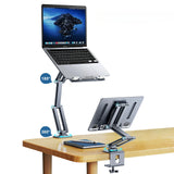 Book/Tablet Holder Adjustable 360° Rotatable Laptop Tablet Stand Clamp, Aluminum Alloy Bracket Holder for Desktop Bed Reading