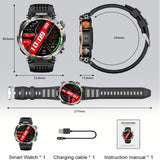 Sports Smartwatch Men With Flashlight Compass BT Calls Voice Assistant Watchproof Heart Rate Monitor Remote Control Photography
