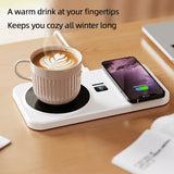Multifunctional Coffee Mug Warmer And Wireless Charger 2-in-1 with 3 Gear Temperature Control Cup Heating Pad for Milk Tea Water