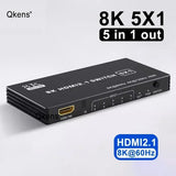 8K 60Hz HDMI 2.1 Switch 4x1 3x1 5x1 HDMI Switcher Video Converter 4K 120Hz 3 4 5 in 1 Out HDR10 3D 48Gbps for Xbox PS5 Projector