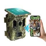 32MP Wi-Fi Solar Powered Wildlife Hunting Trail Camera, Photo Traps with Builtin Battery, PIR Motion Detection, Tracking Cam